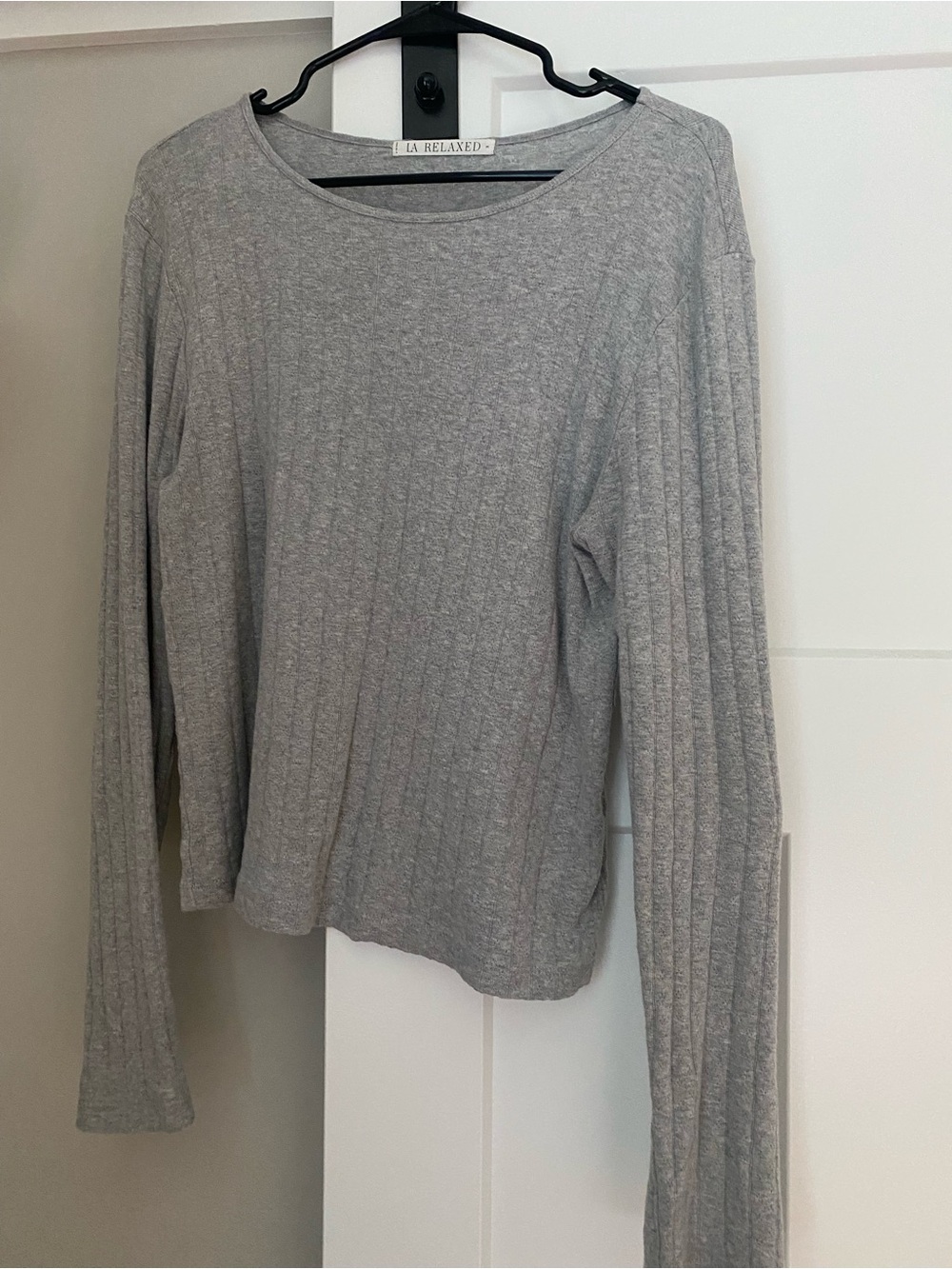 La Relaxed Heather Pointelle Long Sleeve